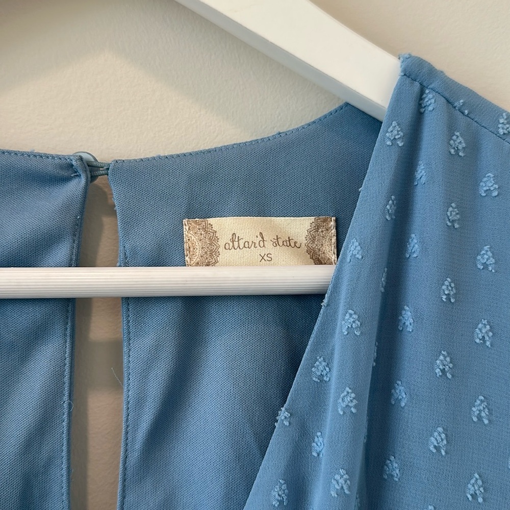 Altard State Blue Swiss Dot Romper Etherial Whimsical Faerie Romantic Boho Airy - Picture 3 of 11